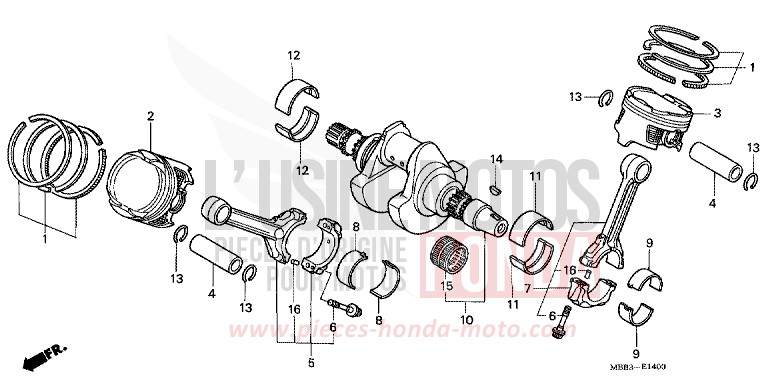 KURBELWELLE/KOLBEN von VTR "FireStorm" ITALIAN RED (R157) von 1998